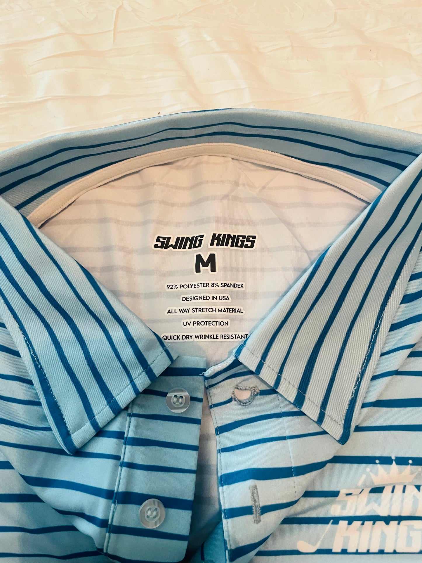 Blue Striped Swing Kings Slim-Fit Dri-Fit Golf Shirt