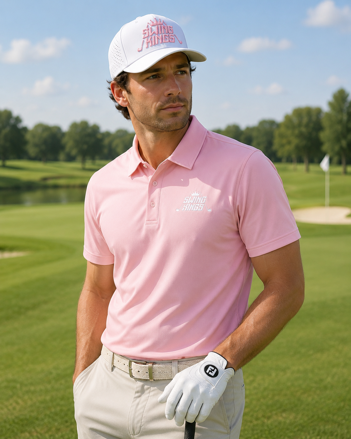 Pink Swing Kings Dri-Fit Golf Shirt