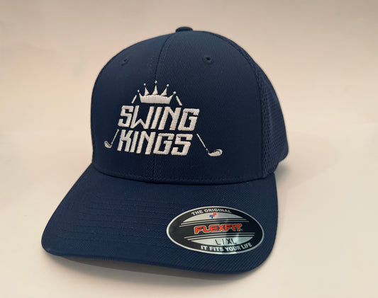 Swing Kings Navy Flexfit Ultrafibre Airmesh Fitted Cap  L/XL